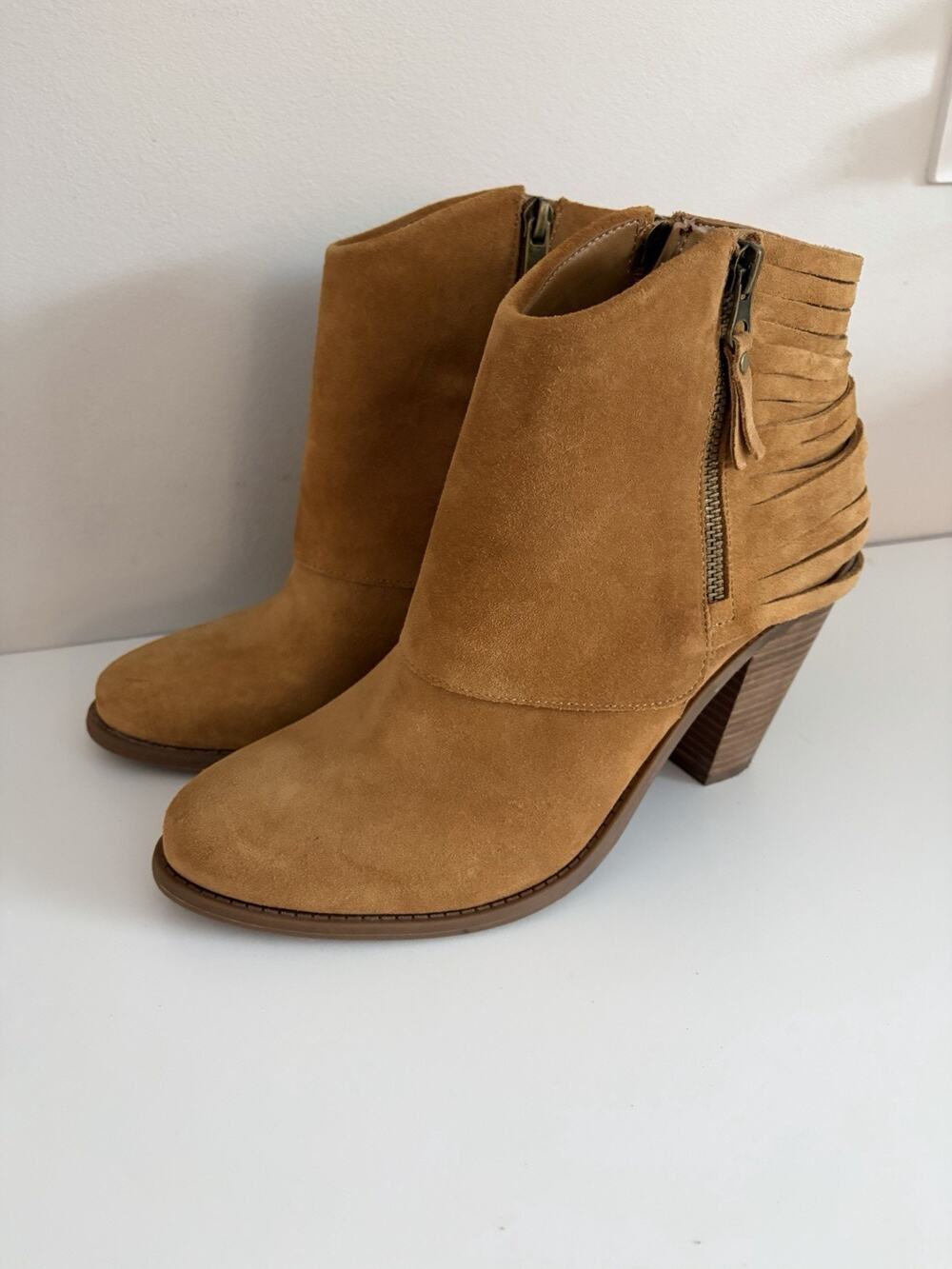 Jessica Simpson Cerrina Honey Brown Suede Western Ankle Booties Womens 10 NWOB